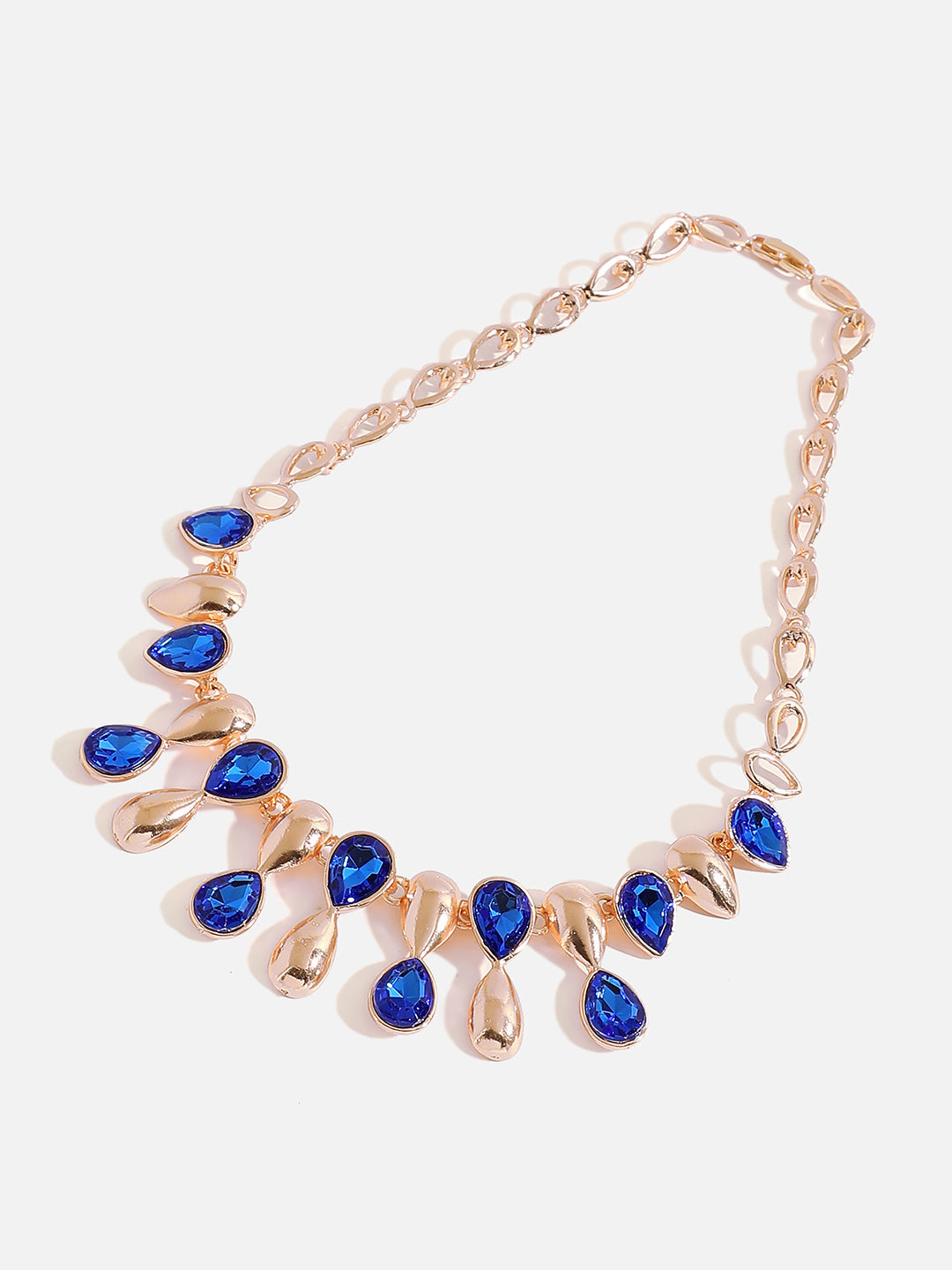 BLUE STONE GOLD PLATED JEWELLERY SET