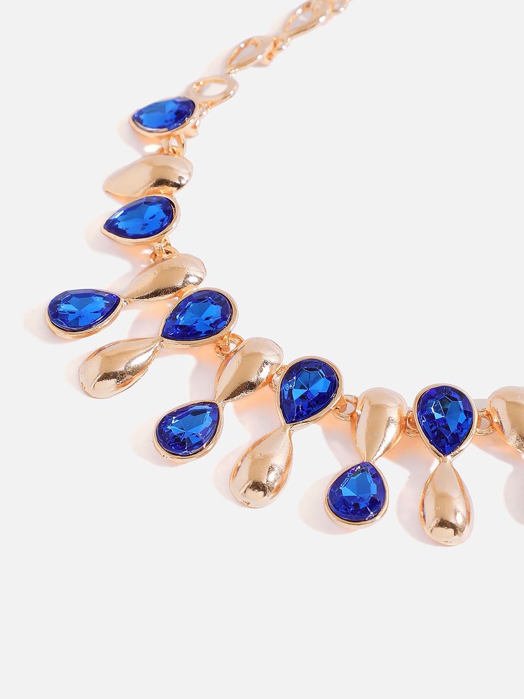 BLUE STONE GOLD PLATED JEWELLERY SET