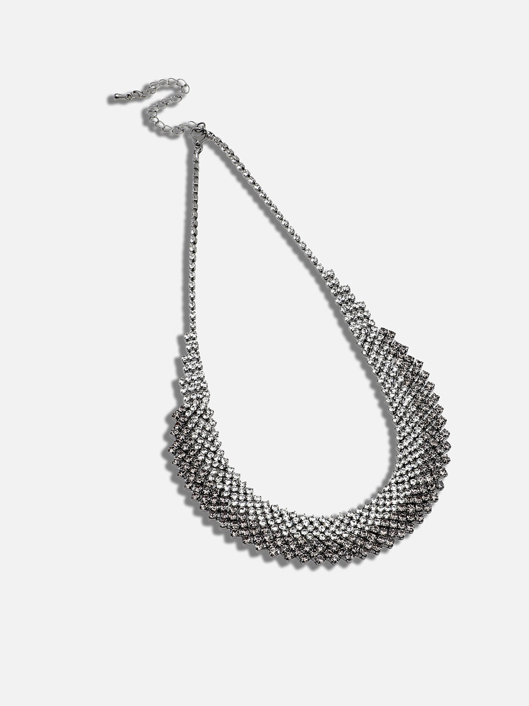 SILVER PLATED PARTY DESIGNER STONE NECKLACE FOR WOMEN