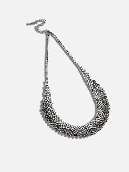 SILVER PLATED PARTY DESIGNER STONE NECKLACE FOR WOMEN
