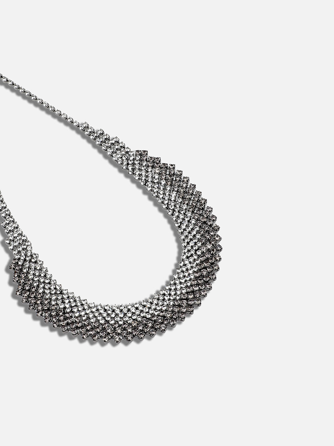 SILVER PLATED PARTY DESIGNER STONE NECKLACE FOR WOMEN