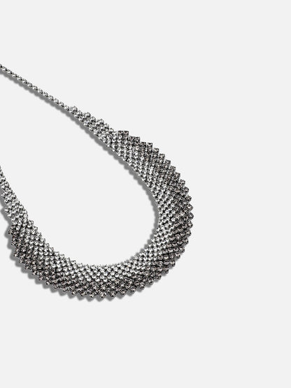SILVER PLATED PARTY DESIGNER STONE NECKLACE FOR WOMEN