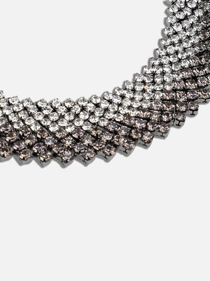 SILVER PLATED PARTY DESIGNER STONE NECKLACE FOR WOMEN
