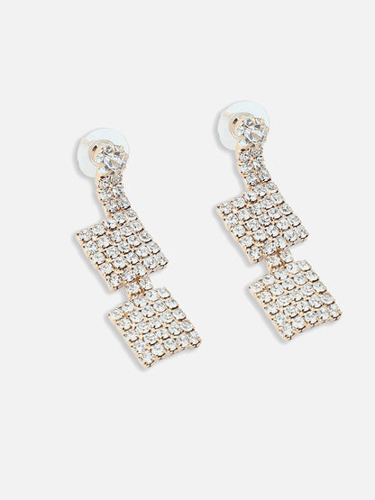 GOLD PLATED PARTY DESIGNER STONE NECKLACE AND EARRING SET FOR WOMEN