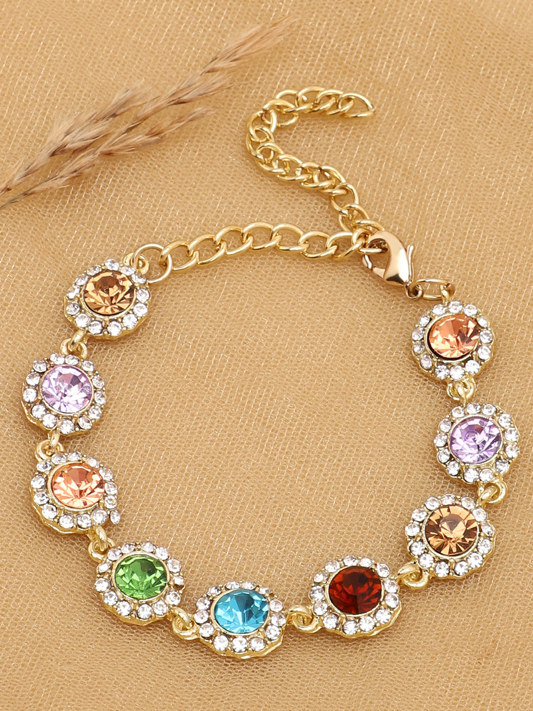 GOLD PLATED PARTY DESIGNER STONE BRACELET FOR WOMEN