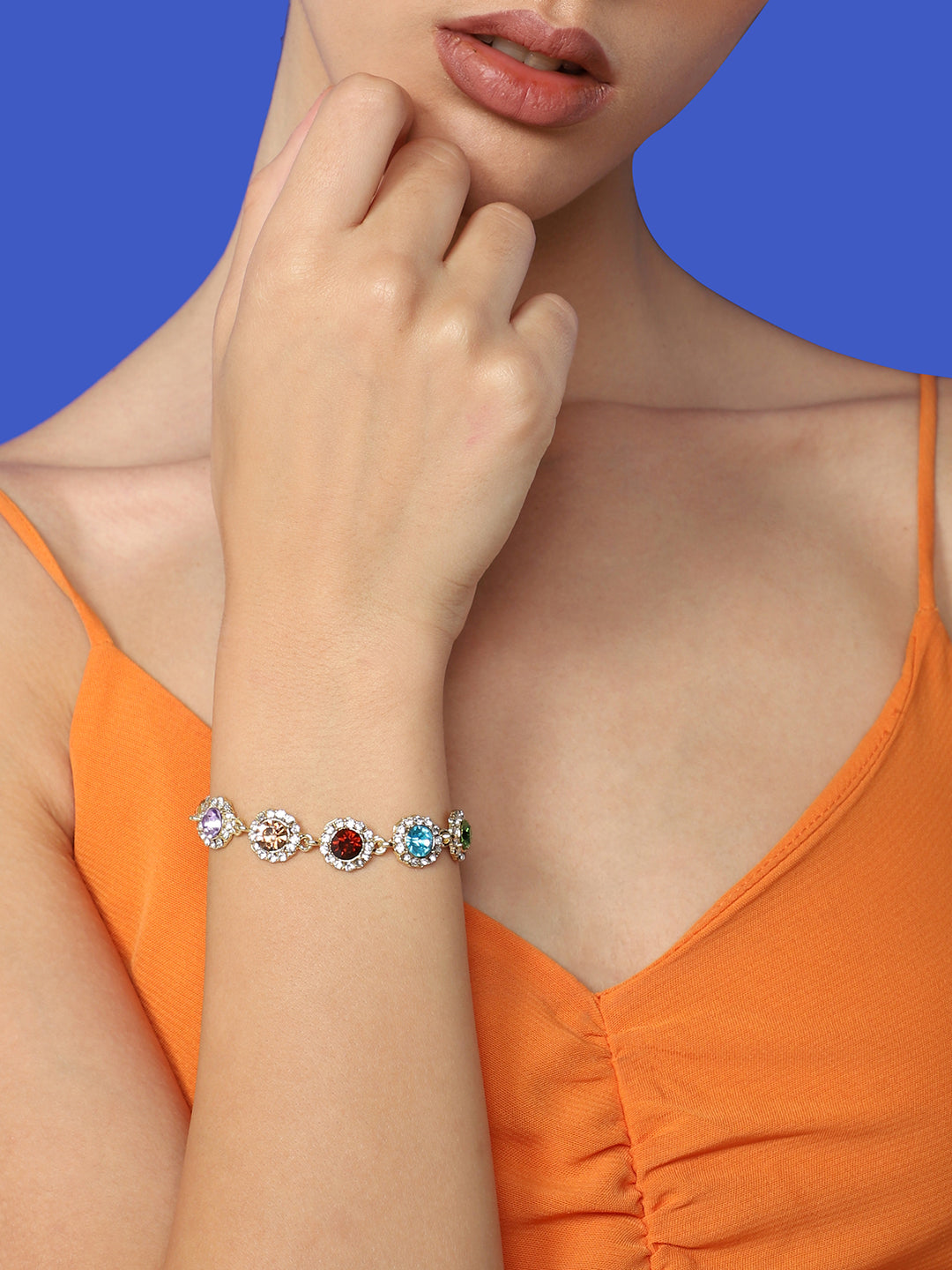 GOLD PLATED PARTY DESIGNER STONE BRACELET FOR WOMEN