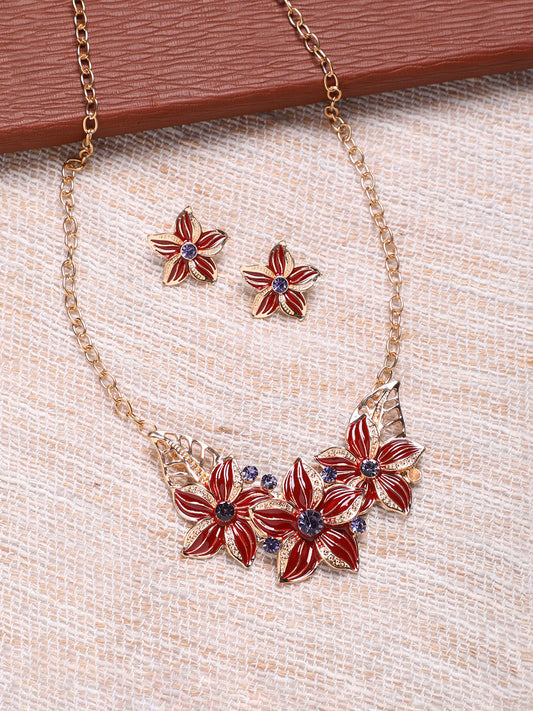 Gold Plated Stones Studded Jewellery Set
