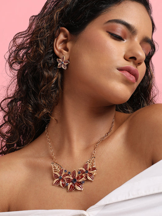 Gold Plated Stones Studded Jewellery Set