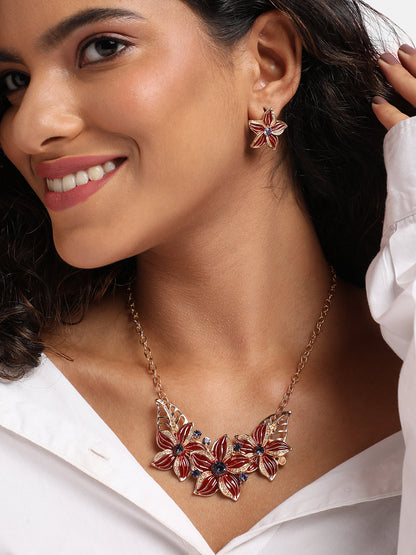 Gold Plated Stones Studded Jewellery Set