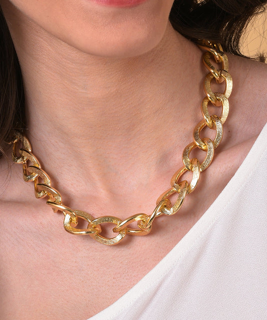 Gold Plated Necklace with Chain Detail