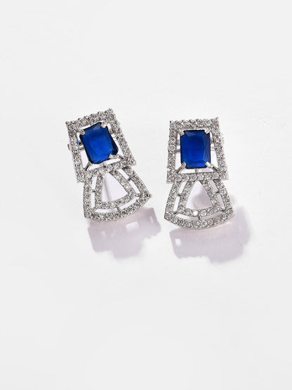 Silver Plated Designer Stone Necklace and Earring Set