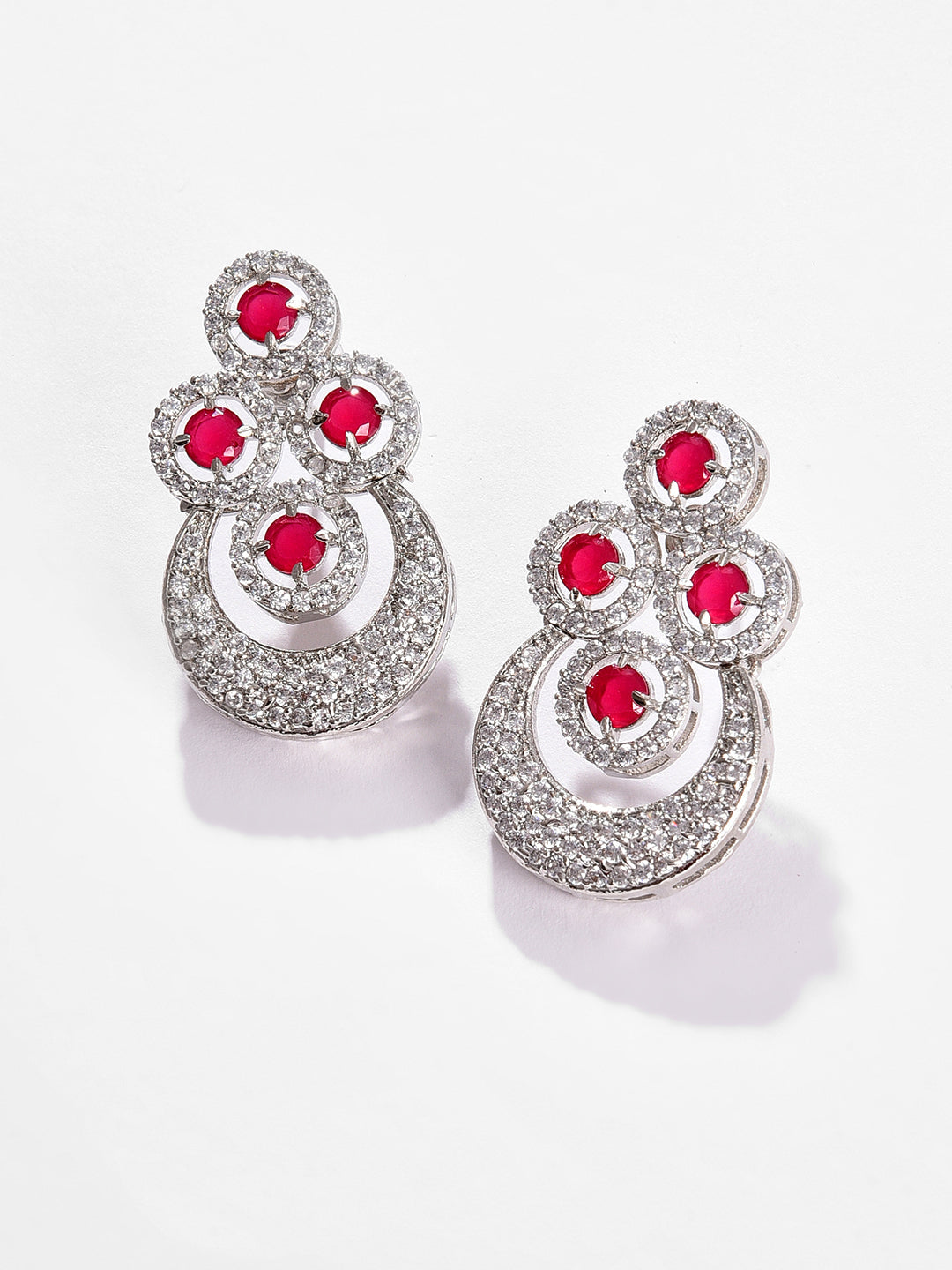 Silver Plated Designer Stone Necklace and Earring Set