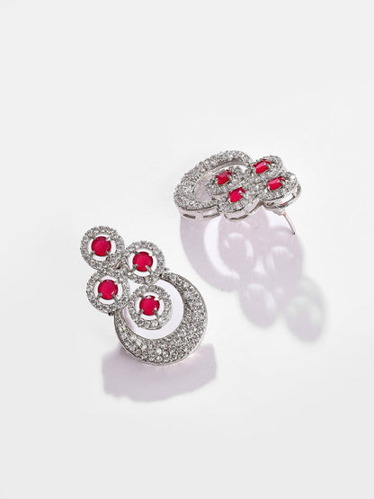 Silver Plated Designer Stone Necklace and Earring Set
