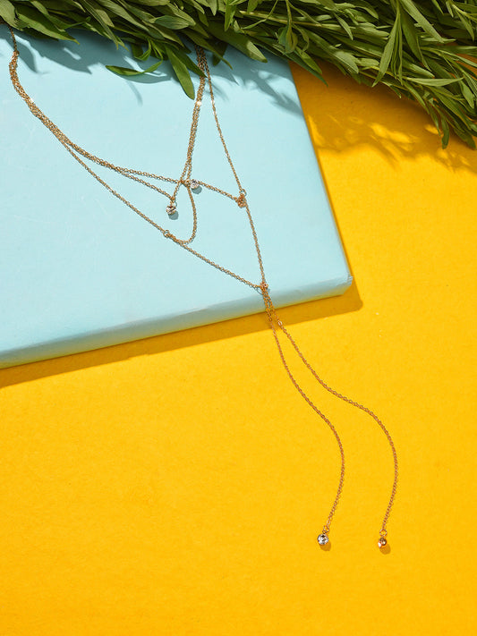 Gold Plated Designer Stone Pendant Chain