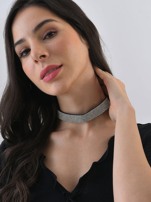 Silver Plated Designer Stone Necklace