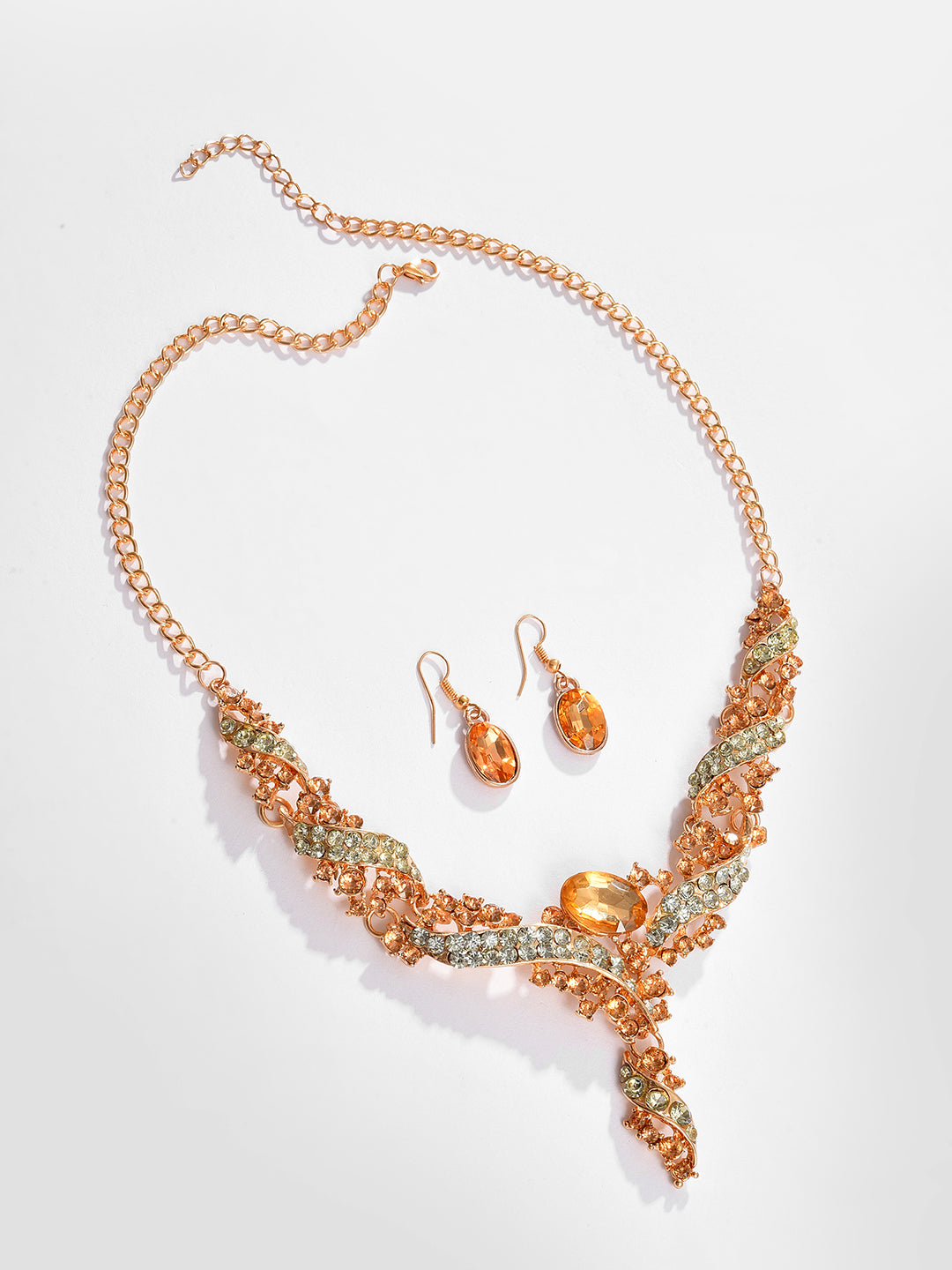 Gold Plated Designer Stone Necklace and Earring Set