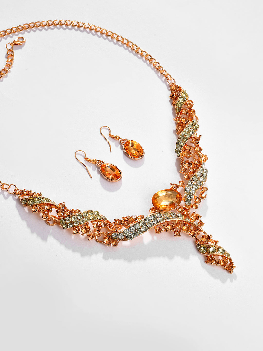 Gold Plated Designer Stone Necklace and Earring Set