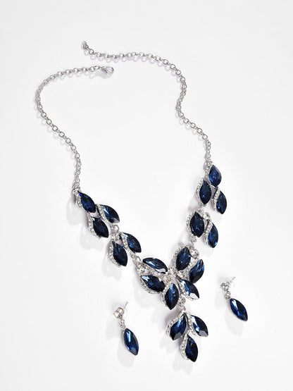 Silver Plated Designer Stone Necklace and Earring Set