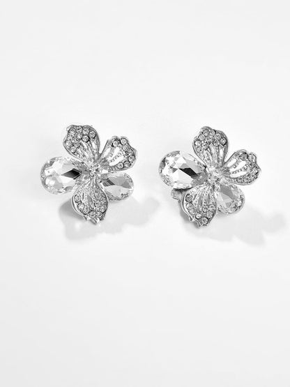 Silver Plated Designer Stone Necklace and Earring Set