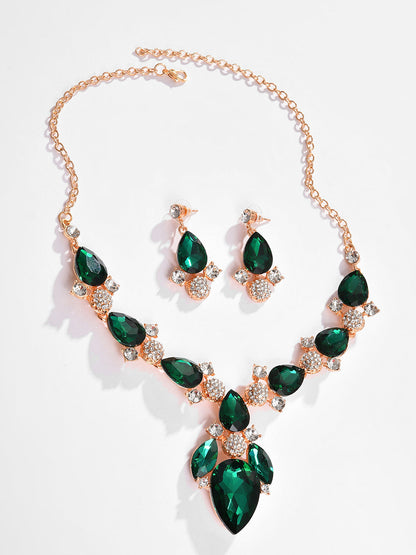 Gold Plated Designer Stone Necklace and Earring Set