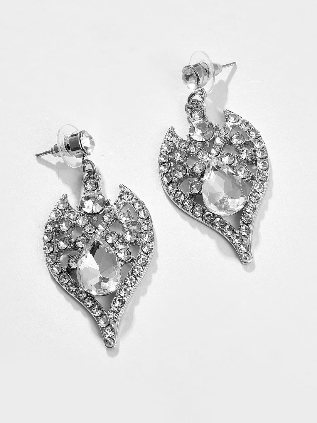 Silver Plated Designer Stone Necklace and Earring Set