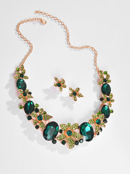 Gold Plated Designer Stone Necklace and Earring Set