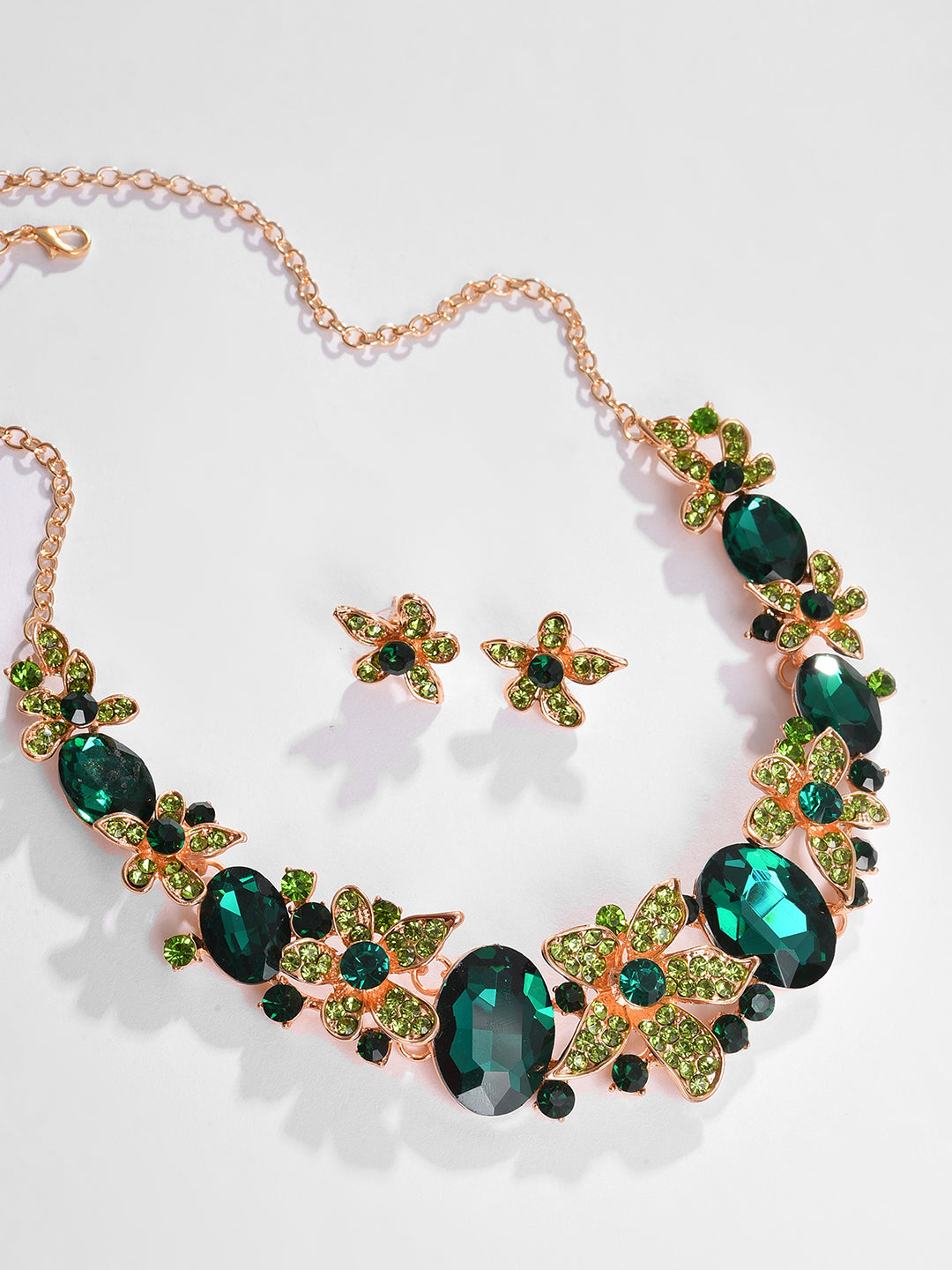 Gold Plated Designer Stone Necklace and Earring Set