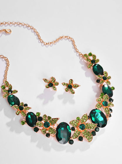 Gold Plated Designer Stone Necklace and Earring Set