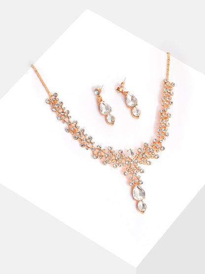 Silver Plated Designer Stone Necklace and Earring Set
