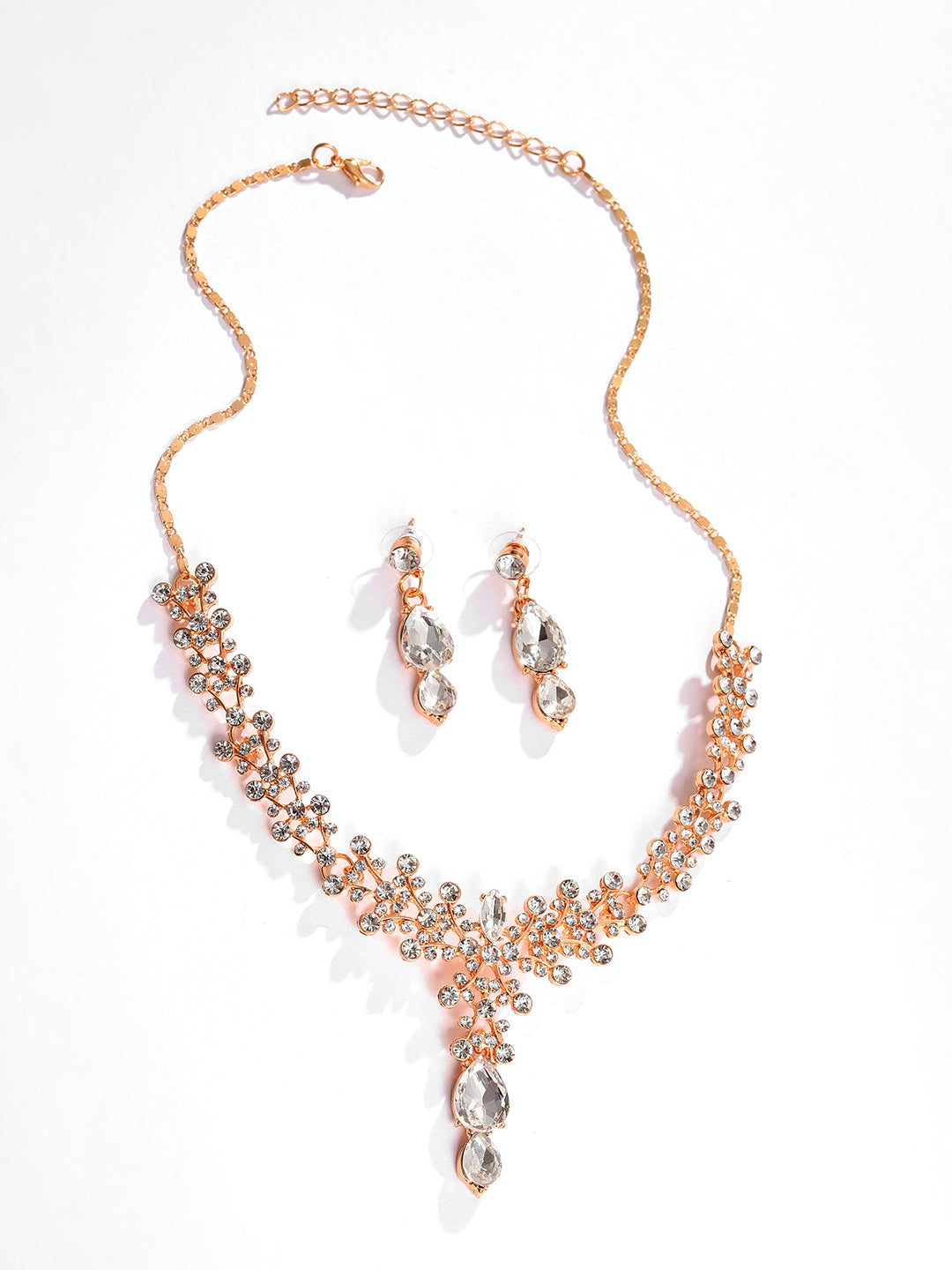 Silver Plated Designer Stone Necklace and Earring Set