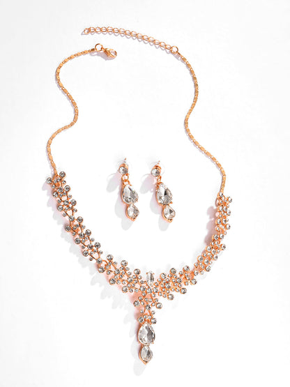 Silver Plated Designer Stone Necklace and Earring Set