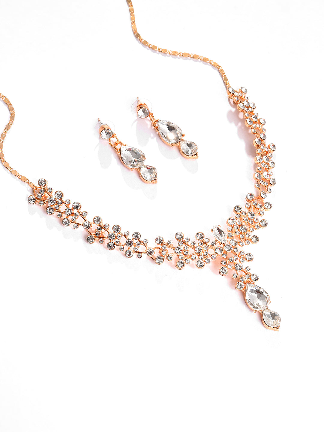 Silver Plated Designer Stone Necklace and Earring Set