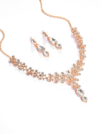 Silver Plated Designer Stone Necklace and Earring Set