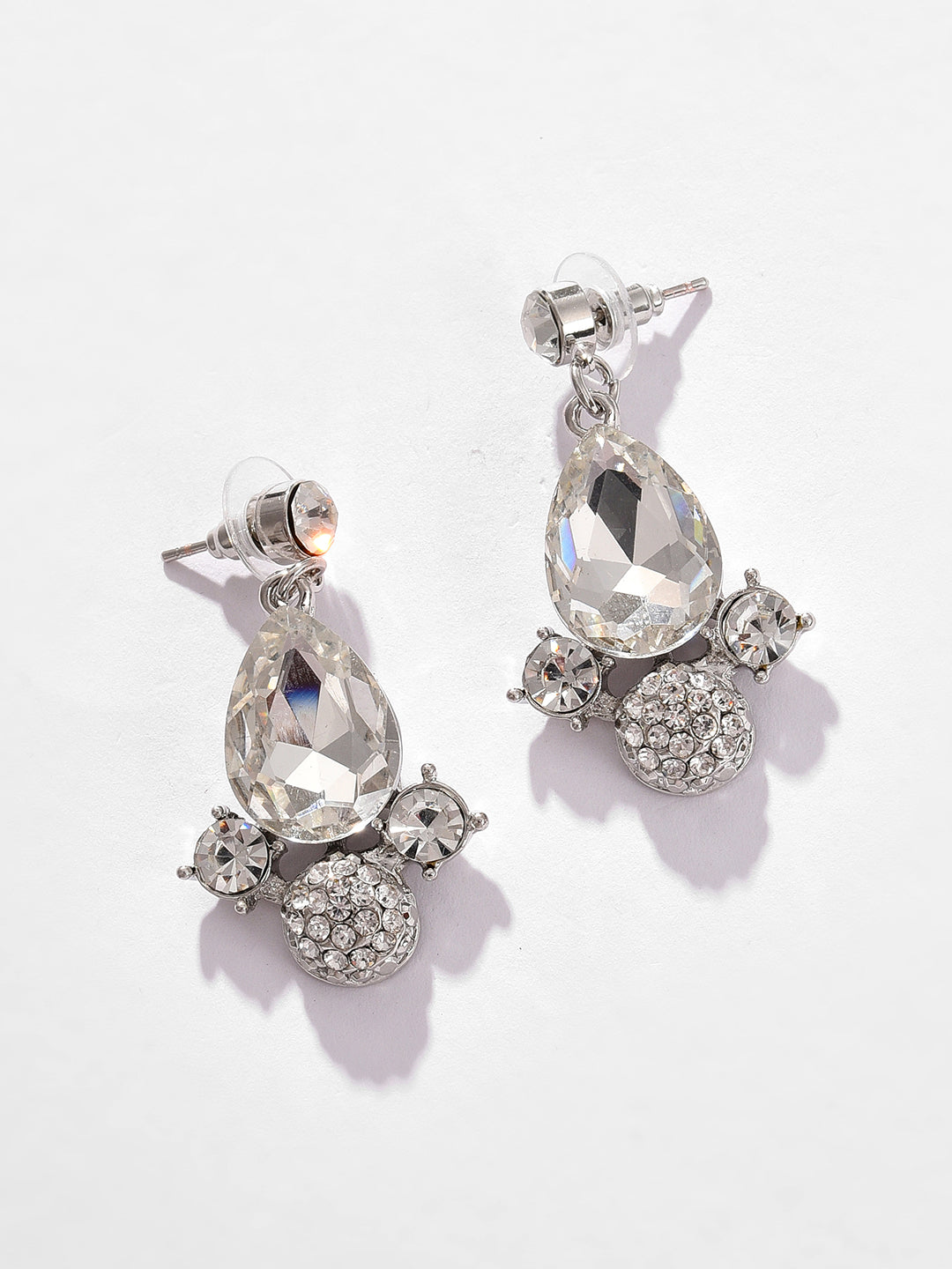 Silver Plated Designer Stone Necklace and Earring Set