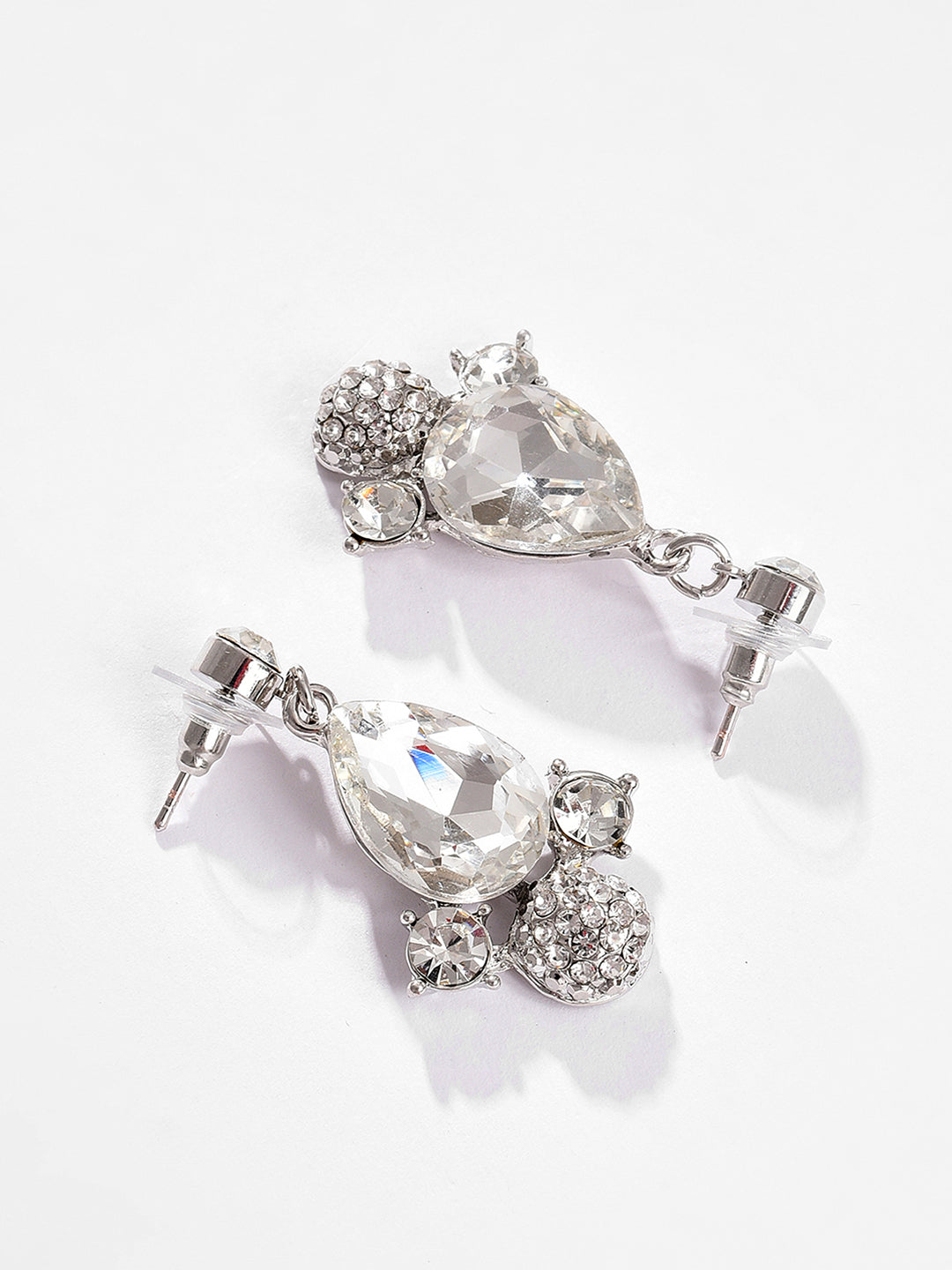 Silver Plated Designer Stone Necklace and Earring Set