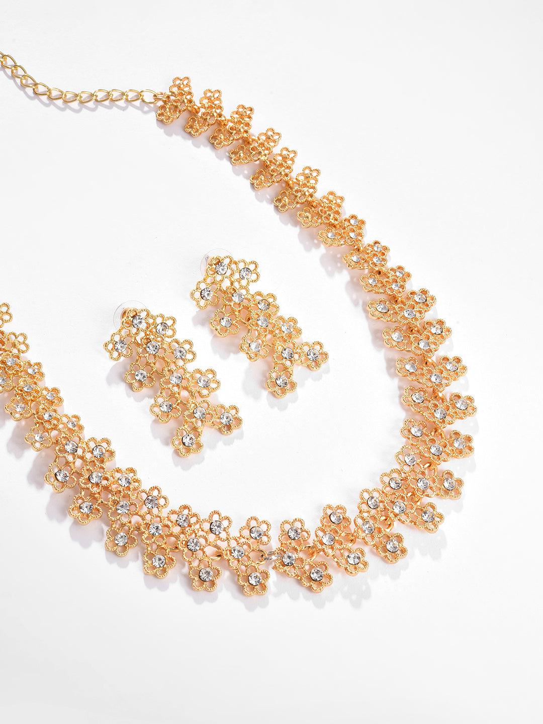 Gold Plated Designer Stone Necklace and Earring Set