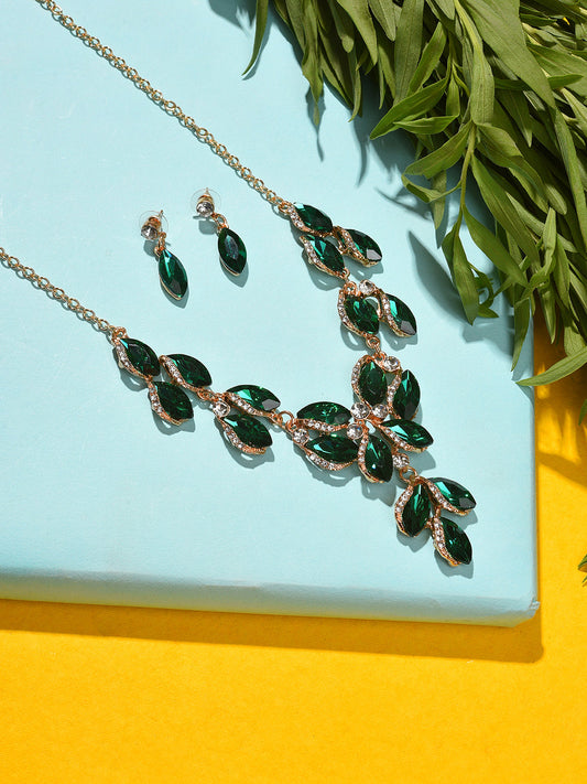 Gold Plated Designer Stone Necklace and Earring Set
