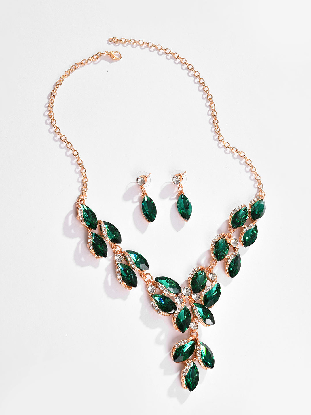 Gold Plated Designer Stone Necklace and Earring Set