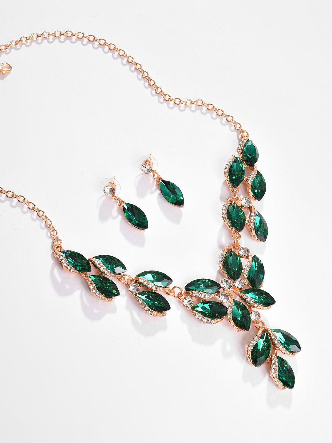 Gold Plated Designer Stone Necklace and Earring Set