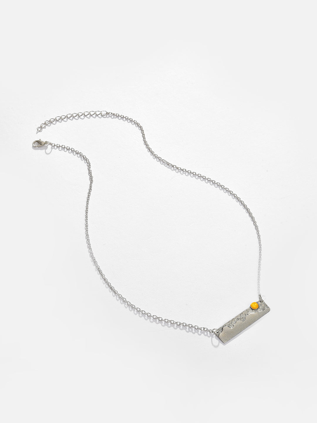 Silver Plated Designer Stone Pendant Chain