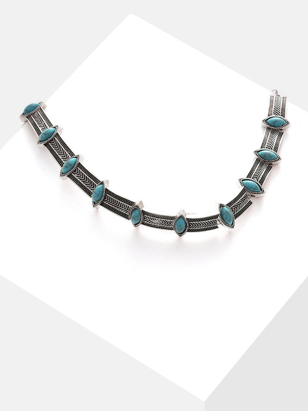 Silver Plated Designer Stone Necklace Necklace