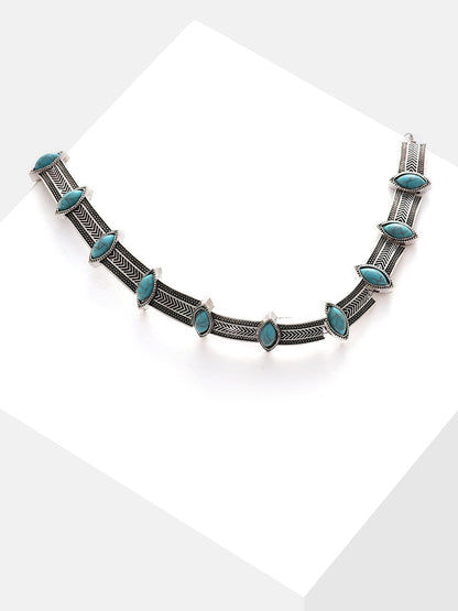 Silver Plated Designer Stone Necklace Necklace