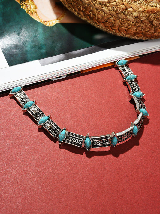 Silver Plated Designer Stone Necklace Necklace