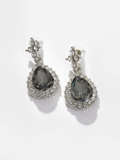 Silver Plated Designer Stone Necklace and Earring Set Jewellery Set