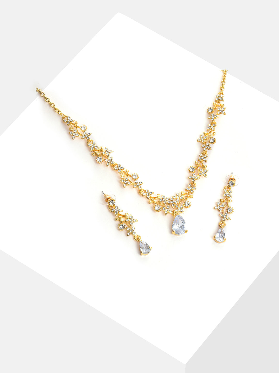 Gold Plated Designer Stone Necklace and Earring Set Jewellery Set