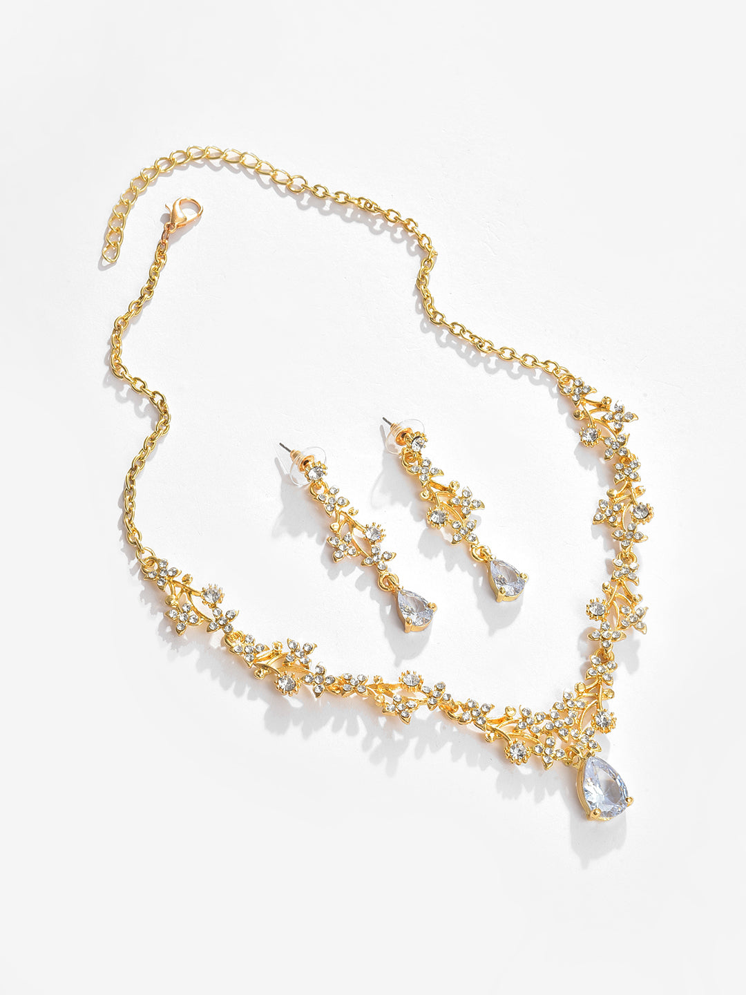 Gold Plated Designer Stone Necklace and Earring Set Jewellery Set