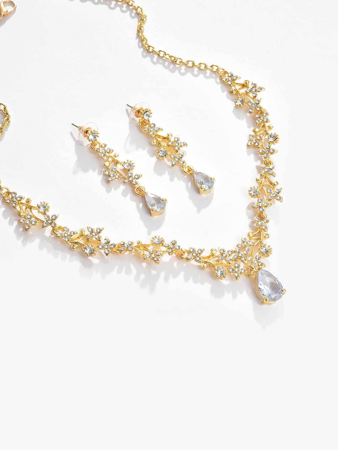 Gold Plated Designer Stone Necklace and Earring Set Jewellery Set