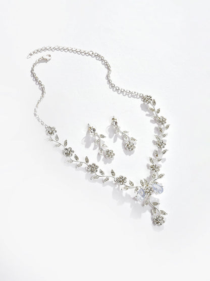 Silver Plated Designer Stone Necklace and Earring Set Jewellery Set