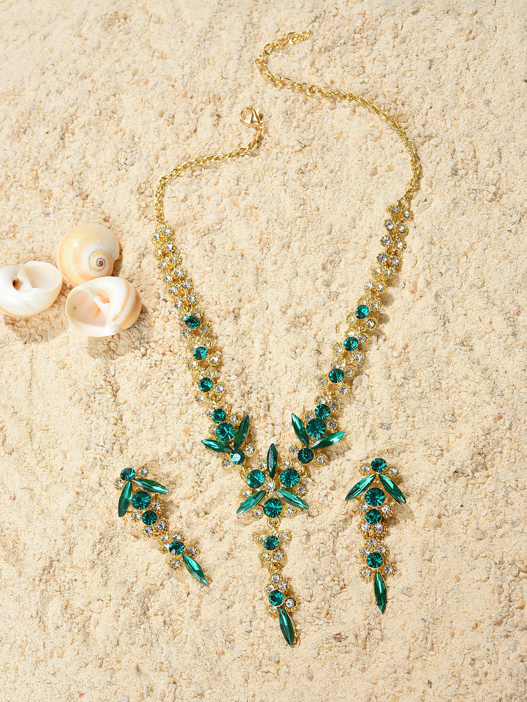 Gold Plated Designer Stone Necklace and Earring Set Jewellery Set