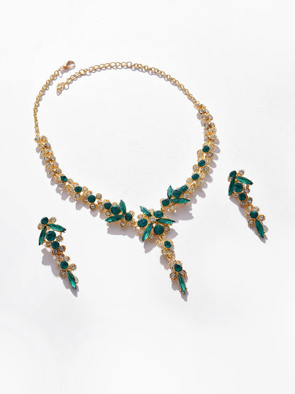 Gold Plated Designer Stone Necklace and Earring Set Jewellery Set